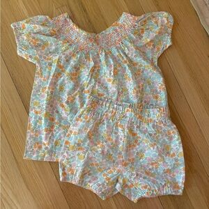 Minnow Floral Smocked Raglan Bloomer Set